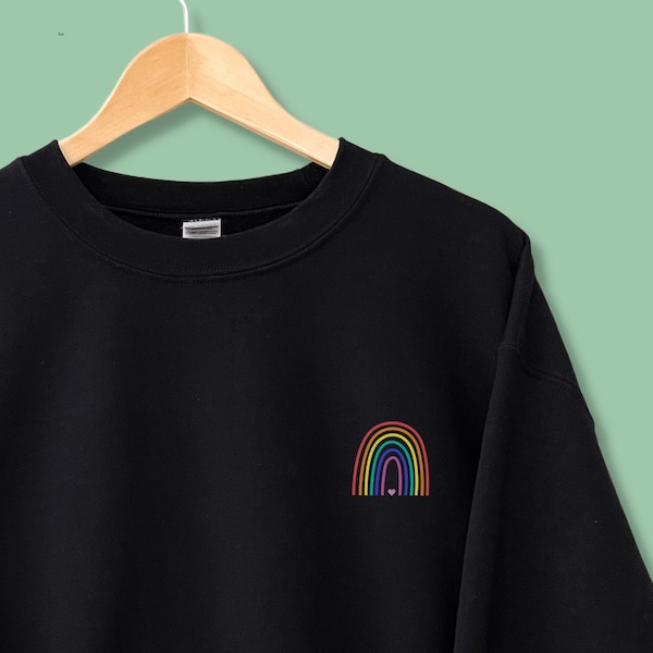 SUBTLE PRIDE SHIRT, Rainbow Sweatshirt, Gay Sweater, Queer Shirt, Lesbian Shirt, Small Rainbow Crewneck, Subtle Pride Merch, Simple Pride