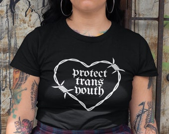 PROTECT TRANS YOUTH Shirt, Support Trans Kids, Leftist Tshirt, Trans Ally, Alt Clothing, Queer Gothic Tee, Lgbtq Punk Gay, Trans Rights
