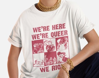 We're Here We're Queer We Riot Shirt, Pride Was A Riot, LGBTQ Vintage Pride Shirt, Unisex Queer Tshirt, Comfort Colors Pride T-shirt