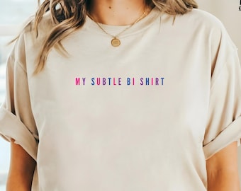 Camiseta del orgullo bisexual, Camiseta bisexual sutil, Camiseta bisexual divertida, Camiseta del orgullo bisexual, Bandera bisexual, Camiseta bisexual irónica, Merchandising LGBTQ+, Camiseta queer