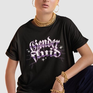 GENDERFLUID T-SHIRT, Nonbinary Shirt, Enby T-shirt, Agender, Y2K Queer Tshirt, Genderqueer, Gender Creative Clothing, Genderfluid Pride Gift