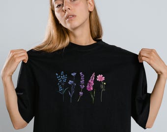 SUBTLE BISEXUAL SHIRT, Bisexual Wildflower Tshirt, Bi Pride Shirt, Bisexual Cottagecore T-shirt, Bi Flag Colors, Bisexual Gift, Queer Shirts