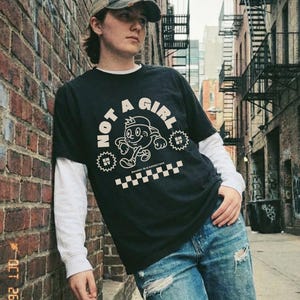 NON BINARY SHIRT, Enby Shirt, Not A Girl Tshirt, Retro Nonbinary Pride Shirt, Nb Tee, Tomboy T-Shirt, Gender Is A Construct, Genderqueer