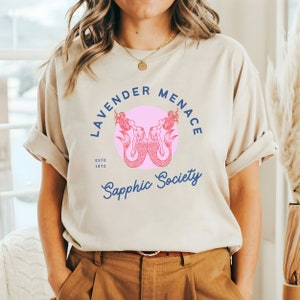 SAPPHIC SHIRT, Lavender Menace, Sapphic Society Tshirt, Subtle Lesbian Shirt, Vintage Pride T-shirt, Lesbian Mermaids, Cool Queer Shirt