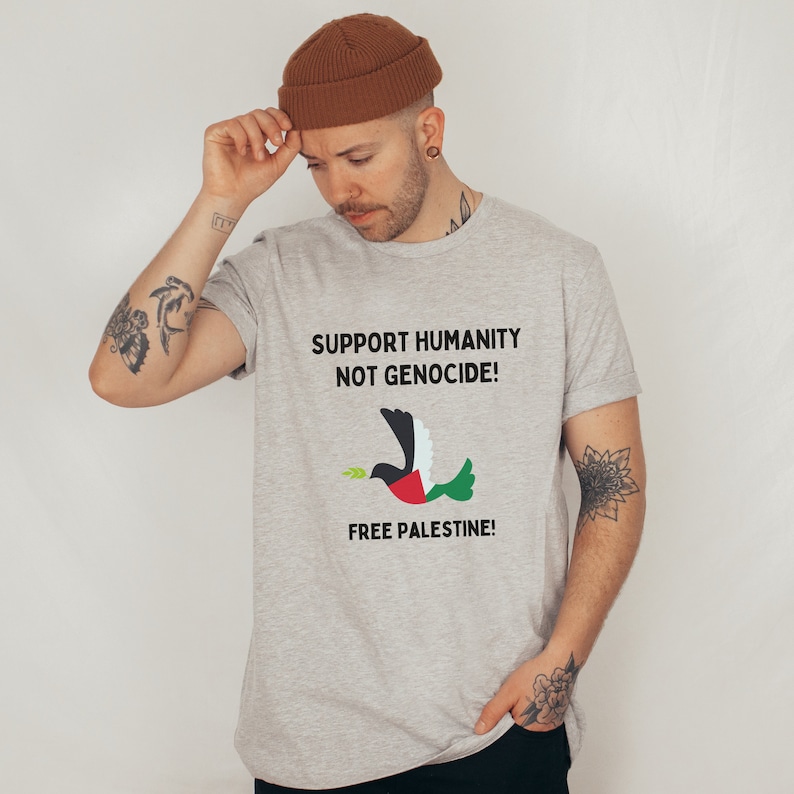 FREE PALESTINE SHIRT, Support Humanity Not Genocide, Stop The Genocide, Free Palestine Peace Shirt. image 1