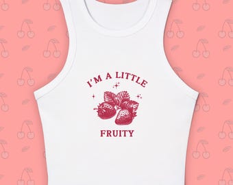 CAMISETA SIN MANGAS FRUTAL, Top corto Orgullo Lésbico, Camiseta de bebé Fresa Sáfica, Camisetas sin mangas Orgullo LGBTQ, Minicamiseta con espalda nadadora, Top corto Queer