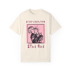 QUEER PUNK SHIRT, Queer Liberation, Stay Gay Tshirt, Vintage Punk, We're Here We're Queer We Riot, Lgbtq Vintage Pride Shirt, Protest Shirt image 8