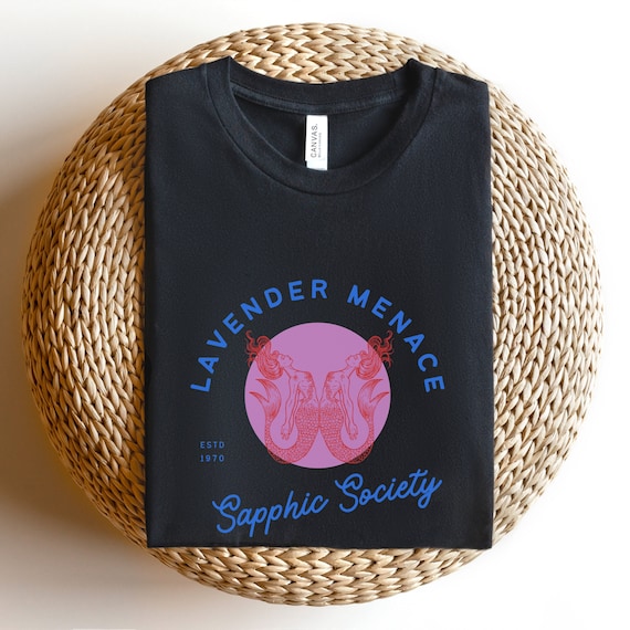SAPPHIC SHIRT, Lavender Menace Tshirt, Subtle Lesbian Shirt, Lesbian Pride, Mermaid T-Shirt, Love Laugh Lesbian, Vintage Femme Lesbian Tee