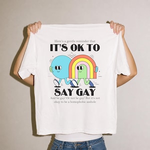 Det är okej att säga gay-tröja, skydda queer kids-tröja, var inte homofobisk, HBTQ-allierad-tröja, HBTQ-opinionsbildning, lärarkomfortfärger-tröja