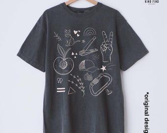 SUBTIEL LESBISCH T-shirt, shirt sapphic, shirt lesbische symbolen, Wlw cadeau, IYKYK-lesbienne, lavendeldreiging, schaarkarabijnhaak saffierfruit