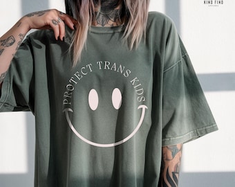 PROTECT TRANS KIDS Smile Shirt, Protect Trans Youth T-shirt, Protect Queer Kids, Lgbt Pride Comfort Colors, Trans Lives Matter, Trans Rights