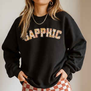 SAPPHIC SWEATSHIRT, Lesbian Crewneck, Floral Letters, Wlw Sweatshirt, Lesbian Pride, Femme Lesbian Girlfriend Gift, Wuhluhwuh Sweater