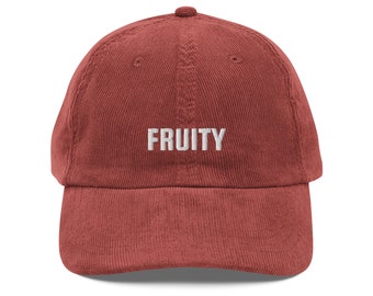 FRUITY HAT, Funny Gay Hat, LGBT Pride Cap, Vintage Corduroy Hat, Gay Dad Hat, Lesbian Cap, Little Bit Fruity, Queer Hat