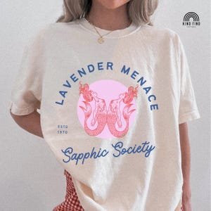 SAPPHIC SHIRT, Lavender Menace, Sapphic Society Tshirt, Subtle Lesbian Shirt, Vintage Pride T-shirt, Lesbian Mermaids, Cool Queer Shirt