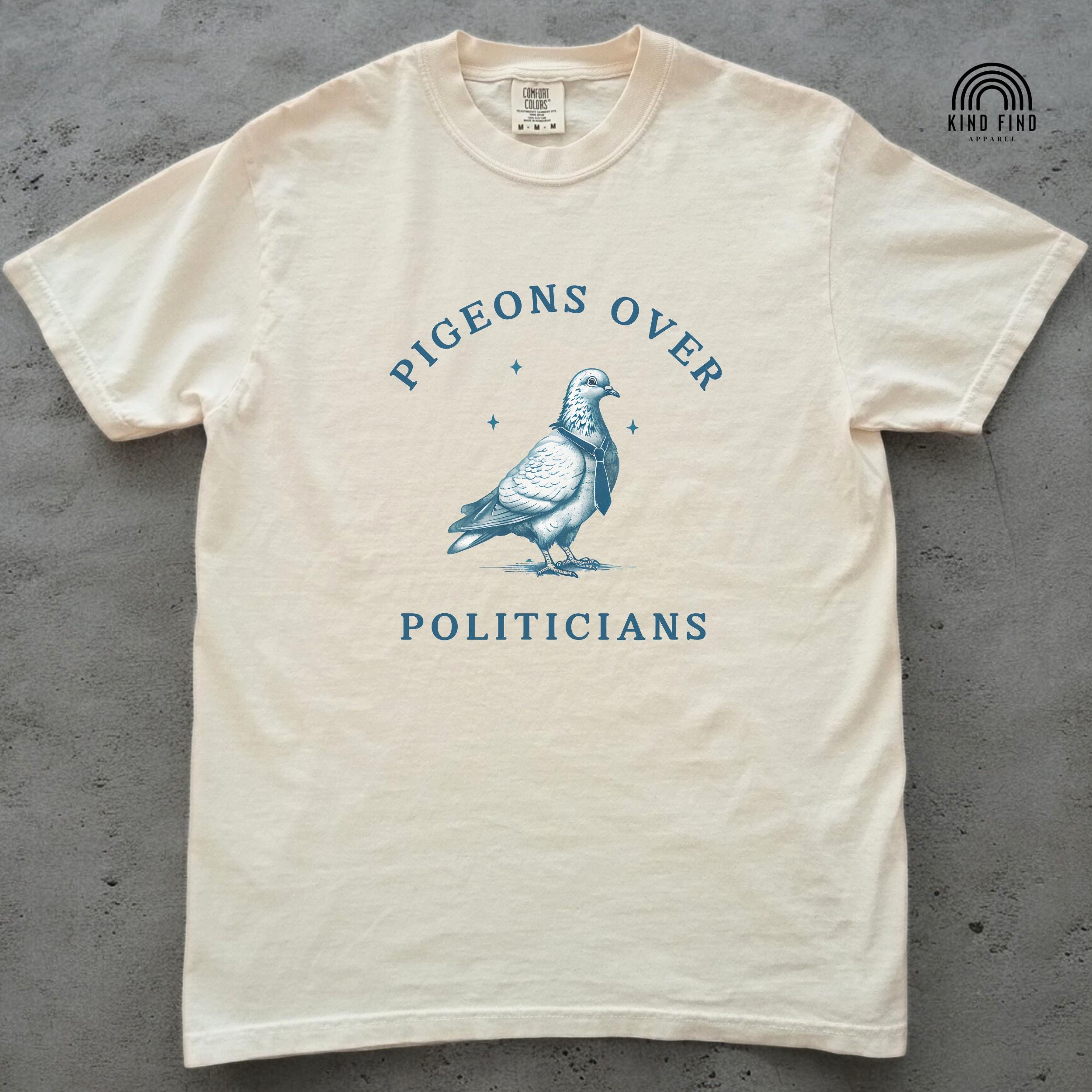 鳩シャツ、政治家より鳩Tシャツ、狂った鳥シャツ、面白い政治Tシャツ