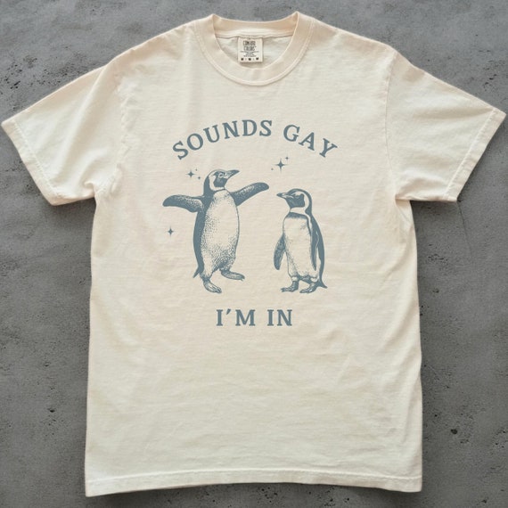GAY PENGUIN SHIRT, Sounds Gay I'm In, Vintage Queer Shirt, Funny Lesbian Shirt, Gay Gift, Trendy Lgbtq 90's Tshirt, Roy and Silo