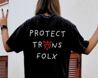 PROTECT TRANS FOLX Shirt, Geschlecht ist nicht binär Tshirt, Queer Shirt, Nonbinary Shirt, Trans Anarchie Tshirt, Transgender Pride, Trans Rechte