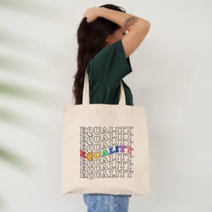 BORSA TOTE EQUALITY, Uguali diritti, Borsa per i diritti LGBT, Borsa Gay Pride, Merchandising LGBTQ Pride, Regalo Gay, Borsa in tela queer, Borsa per il mese dell&#39;orgoglio, LGBT Ally