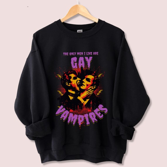 GAY VAMPIRE SWEATSHIRT, Queer Halloween Sweater, Goth Vampire Shirt, Lesbian Spooky Saeson, Feminist Halloween, Bi Shirt, Pulp Art Shirt