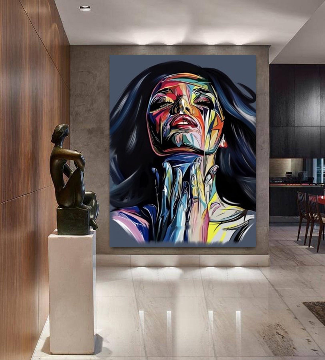 Abstract Colorful Woman Canvas Wall Art Canvas Design Home Etsy