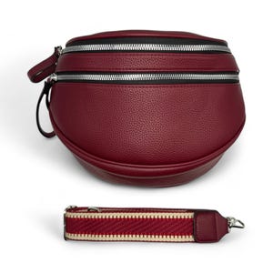 Damen Umhängetasche mit doppeltem Reißverschluss verstellbare Riemenlänge Gürteltasche Weihnachtsgeschenk