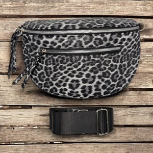 Damen-Umhängetasche mit Leopardenmuster mit verstellbarem Schultergurt und Gürteltasche mit doppeltem Reißverschluss Weihnachtsgeschenke