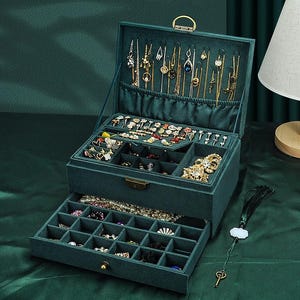 Damenpack Aufbewahrungsbox 3 Schichten abschließbar für Ohrringe, Halsketten, Ringe, Armbänder, kann alsWeihnachtsgeschenke verwendet werden