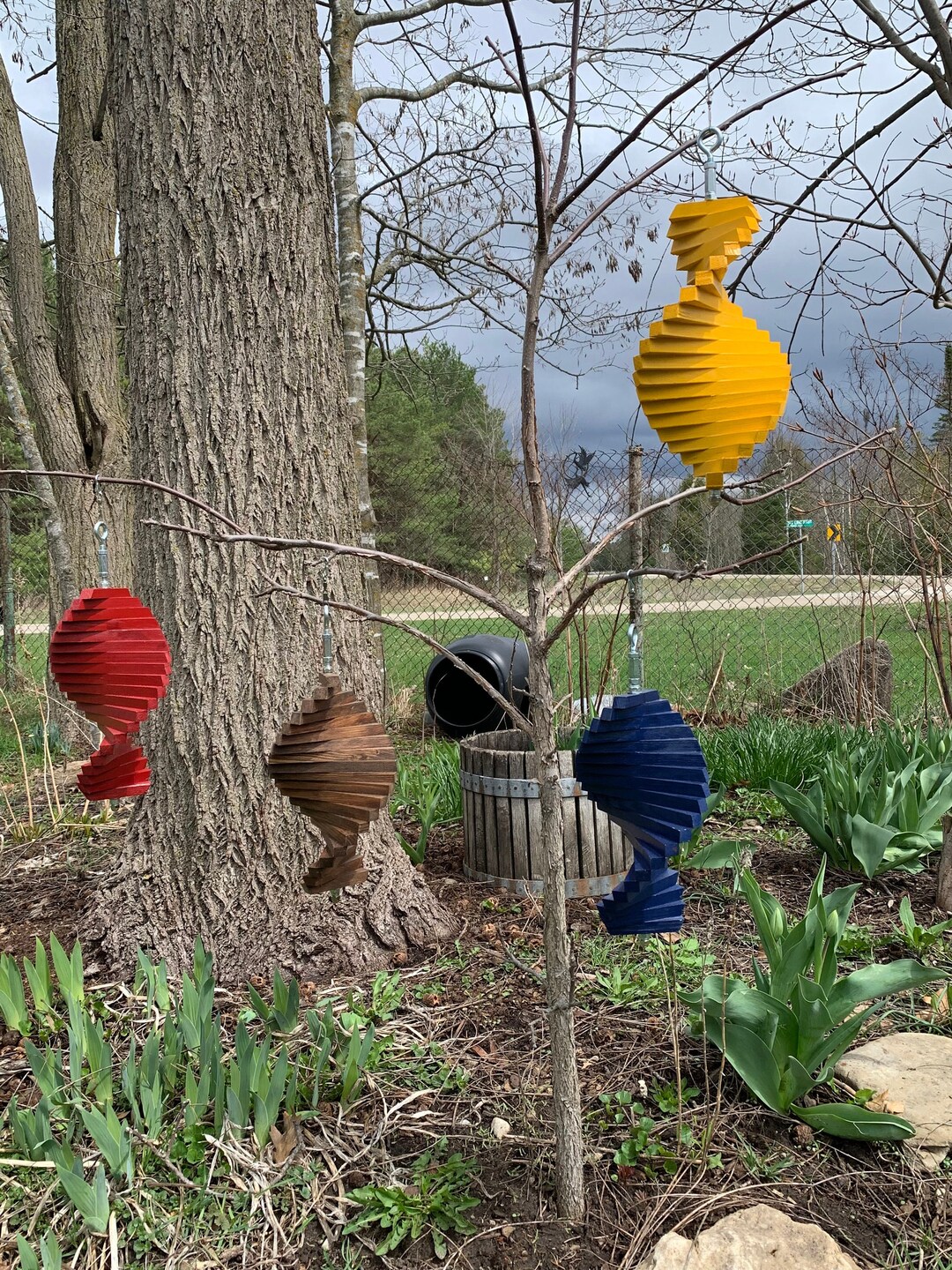 Hanging Outdoor Wooden Wind Spinners Outdoor Decor Yard Art Etsy