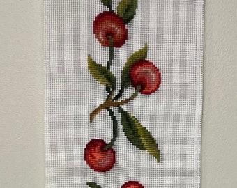 Pre-worked Needlepoint Cherries - Wall Hanging