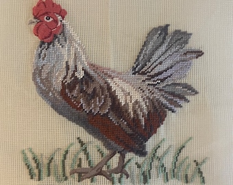 Pre-worked Needlepoint Rooster - Wall Hanging/Seat Cushion/Pillow/Picture