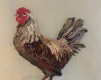 Pre-worked Needlepoint Rooster - Wall Hanging/Seat Cushion/Pillow/Picture