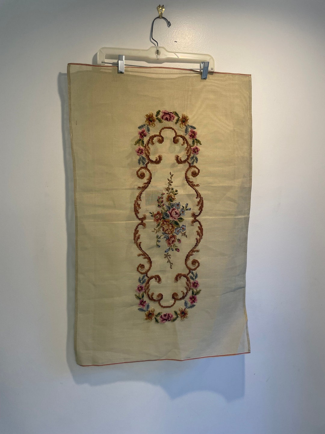 Preworked Needlepoint Flowers Piano Bench Covering Etsy