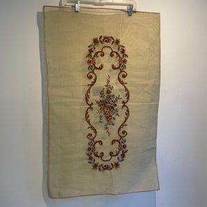 Pre-worked Needlepoint Flowers - Piano Bench Covering