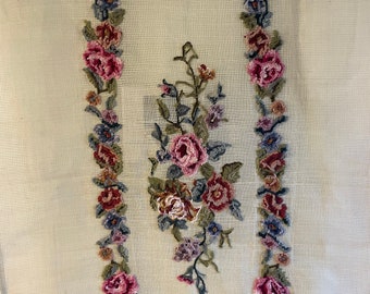 Pre-worked Needlepoint Flowers - Piano Bench Covering