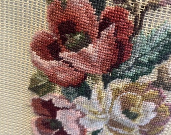 Pre-worked Needlepoint Flowers - Wall Hanging