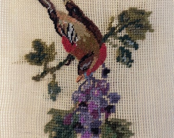 Pre-worked Needlepoint Birds and Fruit - Wall Hanging