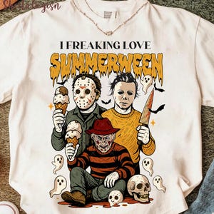 Summer Halloween png, I Freaking Love Summer PNG, Funny Halloween Funny, Horror Characters png, Halloween in Summer Digital Shirt Design