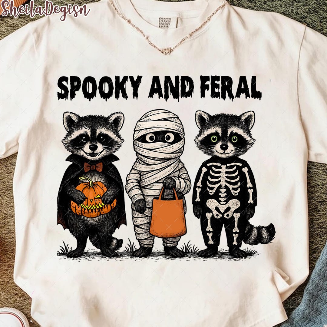 Retro Spooky and Feral Raccoon Png, Halloween Raccoon Png, Creepy Cute ...