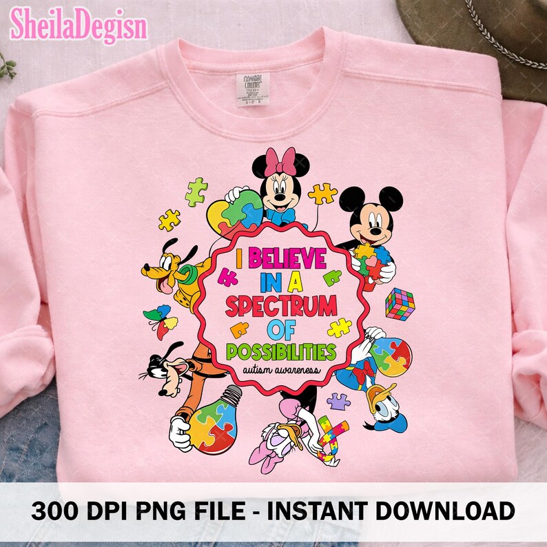 Autism Awareness Mickey and Friends PNG Bundle, Everyone Communicates ...