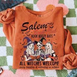 Witchy Book Club PNG, Spooky Girl Reading Png, Book Lover Halloween Design, Witches Salem Png, Salem, Massachusetts Halloween Design, Witch