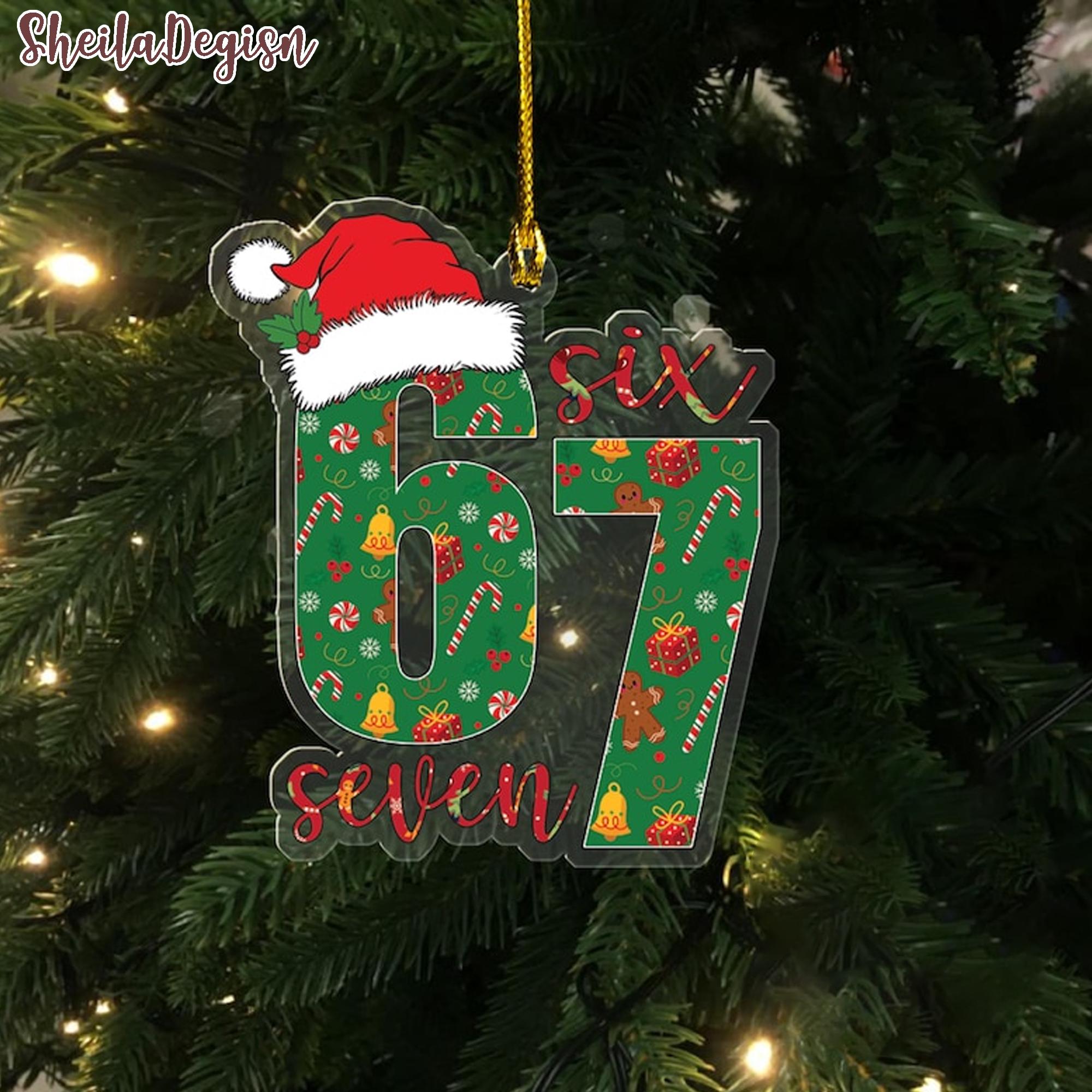 Discover Viral 67 Ornament, Six Seven Ornament, Personalized Ornament,Gift For Teen,Funny Teen Gift, Grandkid Gift, Gen Alpha Humor, 67 Meme Ornament