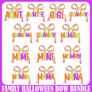 Bundle Custom Family Halloween Png, Preppy Halloween Coquette Bow Png, Mama Halloween Png, Neon Halloween Brushstroke Png,Girly Spooky Ghost