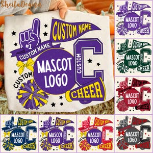 Custom Mascot Team Png Bundle, Colorful Game Day Png, Disty Floral Pennant Flag Png, Preppy School Spirits Png, Checkered Star Football Png