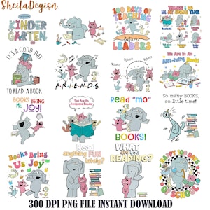 Bundle 40+ Elephant And Piggie Png, Back To School Png, First Day Of School Png, Elephant Piggie Png, Teacher Png, Friends Elephant Pigeon