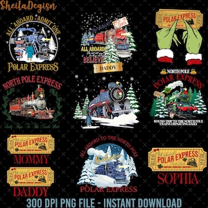 All Aboard Admit One The Polar Express Christmas Bundle Png, North Pole Christmas Png, Believe Christmas Png, Ticket Sophia Custom Name Png
