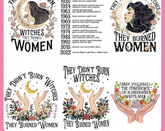 Más de 10 paquetes florales vintage con la frase "No quemaron brujas, quemaron mujeres". Derechos de las mujeres, Pro Roe, Feministas brujas, Caída celestial política.