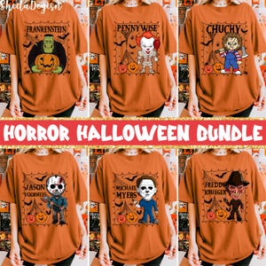 Halloween Characters Png Bundle, Halloween Bundle PNG, Retro Horror Png Bundle, Scary Movie Bundle, Horror Png, Horror Halloween Png Bundle