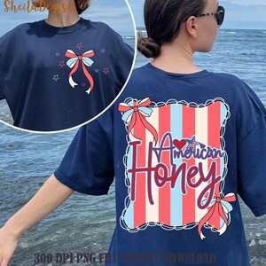 American Honey Flag Bows Coquette PNG, Trendy Red White Blue Png, USA Independence Png, Fourth of July Memorial Png, red white and blue png