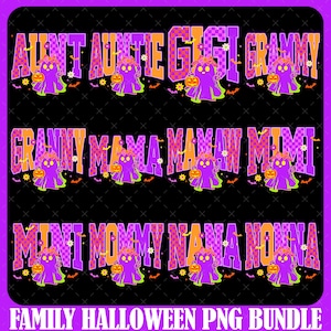 Bundle Halloween Neon Mama Mini Family Png, Halloween Neon Checkered Png, Spooky Mama Png, Spooky Season Png, Halloween Cute Neon Ghost Png