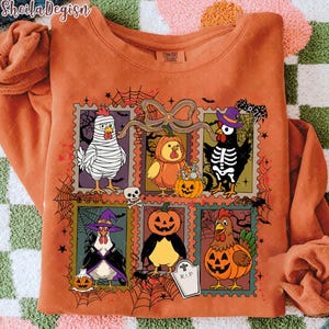 Retro Halloween Chicken Png, Chick Or Treat Png, Funny Spooky Chicken Png, Trendy Halloween Shirt Design, Spooky Season Png, Pumpkin Png